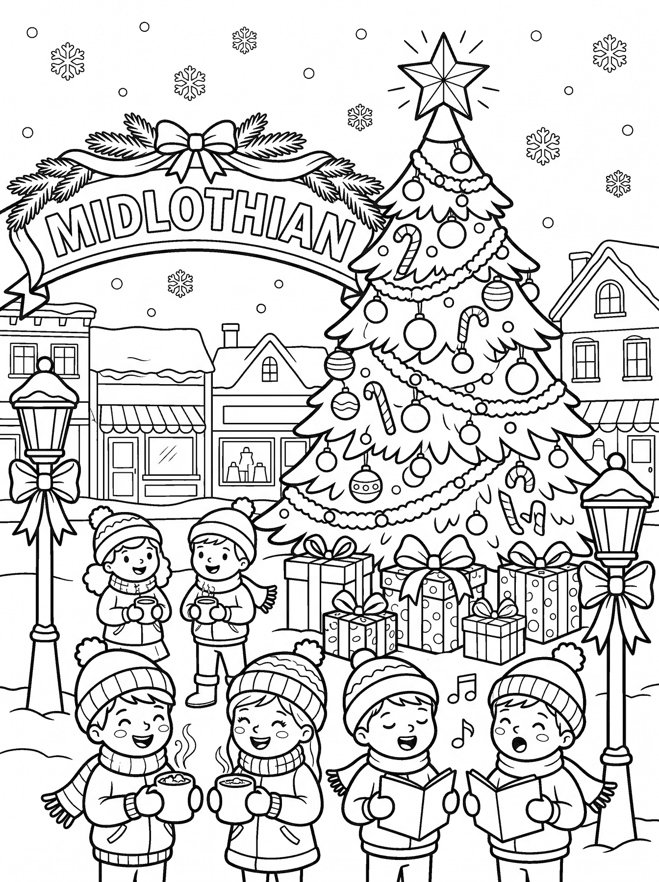 Holiday Tree Lighting at the Village Green — Midlothian Weekly printable coloring page