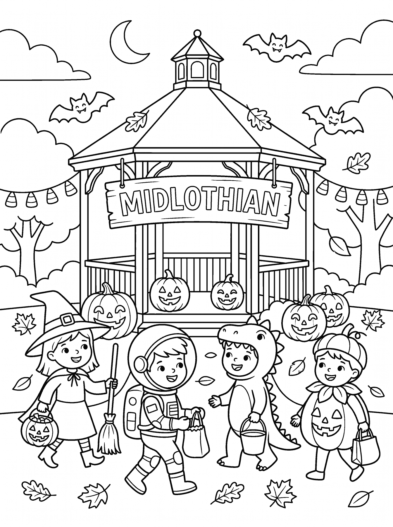 Trick-or-Treating at Sycamore Square — Midlothian Weekly printable coloring page
